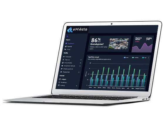 Notebook s otevřeným obrázkem uklizené místnosti